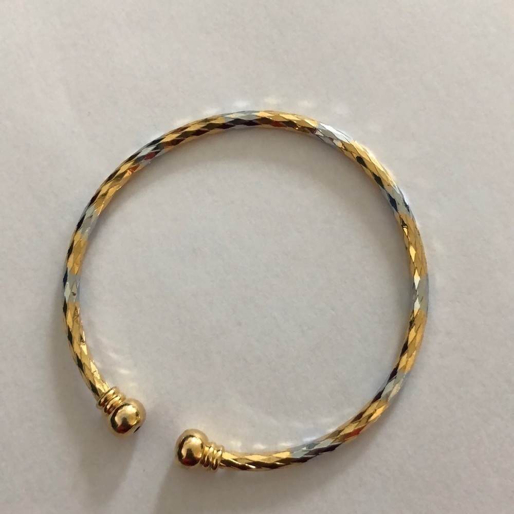 Antique gold silver two tone cuff bracelet